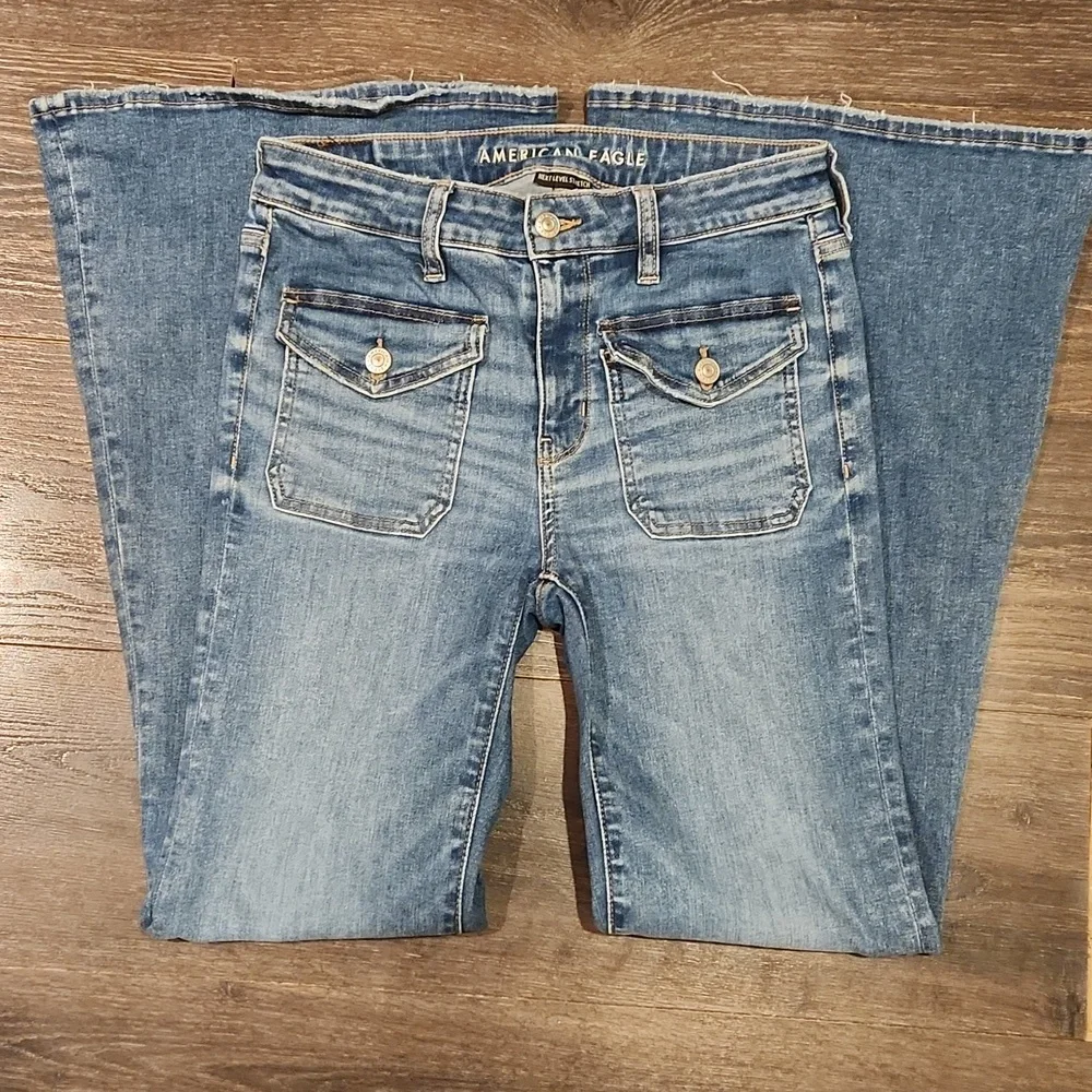 ❤️ AMERICAN EAGLE HIGH RISE  FESTIVAL FLARE JEANS, 8 (29) - Picture 8 of 9